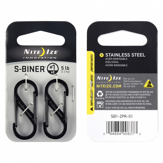 Карабин S-Biner, размер 5, металл черный